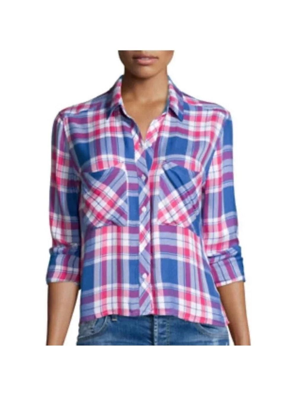 Women's RAILS Plaid Button-Up Shirt Blue Pink Size Large